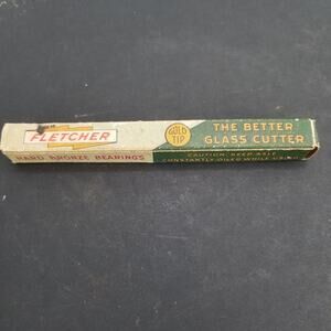 Antique Fletcher Hard Bronze Bearings Gold tip GLASS CUTTER WITH BOX